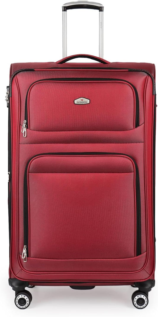 30'' Large Softside Suitcase,Expandable 15% Luggage,w/Double Spinner Wheels w/Combination LOCK,Lightweight Travel Suitcase for Travel（Red,30in）