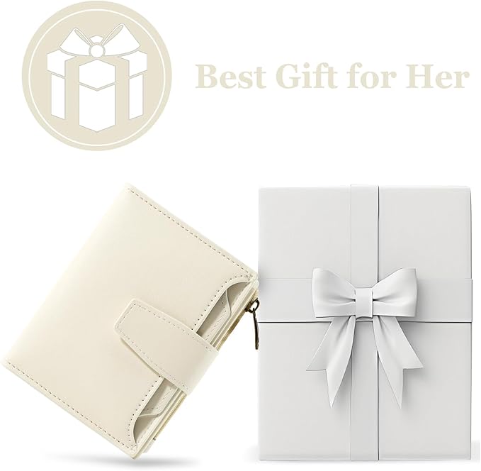Airkit Small Wallet Women RFID Blocking Soft Leather Bifold Compact Card Holder Wallet for Women with Zipper Coin Pocket 4 ID Window