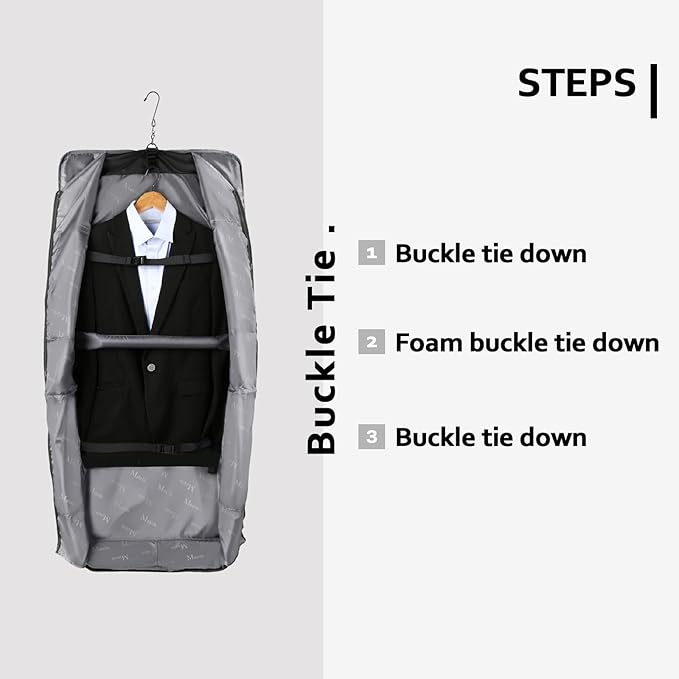MATEIN Suit Garment Bag for Travel, Large Garment Bags for Hanging Clothes Travel, Foldable Suit Carrier with Shoulder Strap For Business, Premium 2 in 1 Hanging Suitcase Luggage, Black Brown