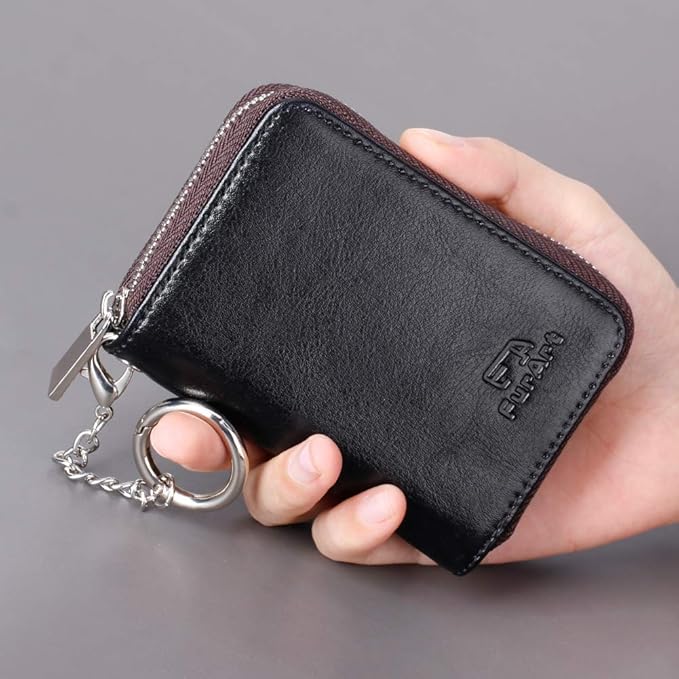 FurArt Zipper Wallet Women, RFID Blocking Credit Card Wallet, Business Card Holder, Compact Size KeyChain Wallet
