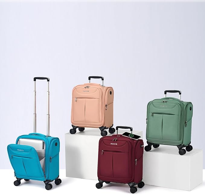 Hanke Underseat Carry On Luggage with Wheels, Lightweight Small Suitcase Airline Approved 16 Inch Softside Personal Item Travel Bag for Women Men, Compact Under Seat Luggage.(Forest Green)