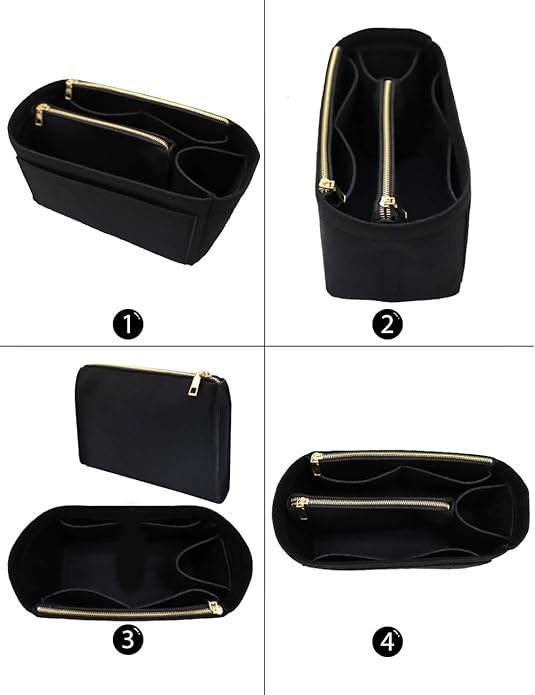 LEXSION Felt Purse Bag Organizer Insert with zipper Bag Tote Shaper Fit Speedy Neverful PM MM