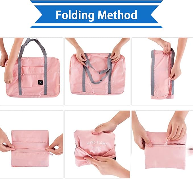Foldable Travel Duffel Bags 2PCS Tote Carry On Luggage Spirit Airlines Personal Item Sports Gym Weekender Overnight Bags for Women and Men (Red+Blue)