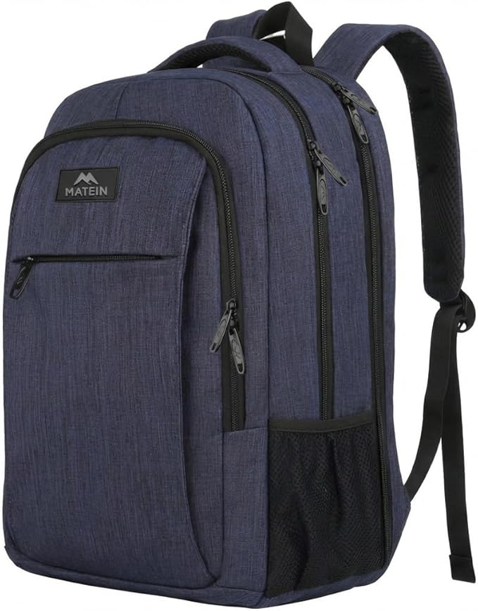 MATEIN Large College Backpack, Sturdy Computer Backpack Fits 17 inch Notebook, Carryon Luggage Travel Laptop Bag for Business Men and Women Christmas New Year Gift, Blue