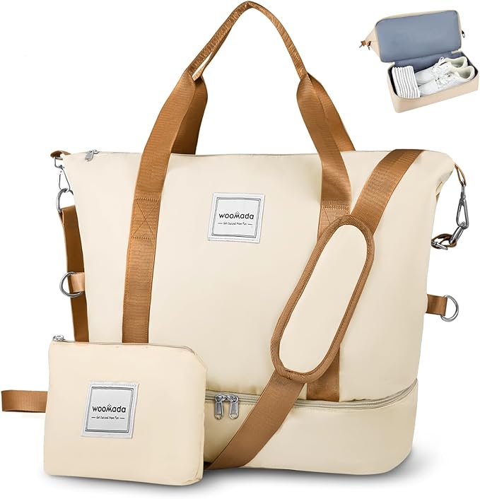 WOOMADA Weekender Bag for Women, Travel Duffel Bags with Shoe Compartment & Wet Pocket, Personal Item Bag for Airlines