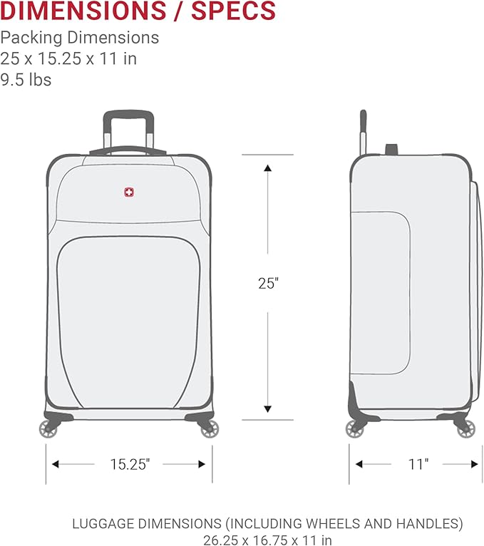 SWISSGEAR Sion Softside Expandable Spinner Luggage Durable Lightweight Travel Suitcase, Teal, Checked-Medium 25-Inch