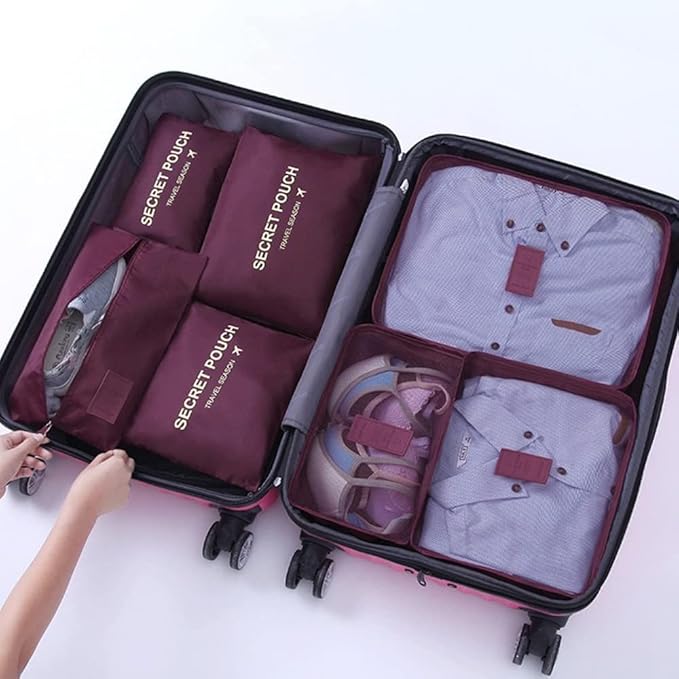 Packing Organizers Packing Cubes for Suicase 7 Set Travel Luggage Organizer Bags for Suitcases (Wine Red)