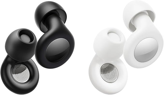 Ear Plugs for Sleeping Noise Cancelling, Reusable Silicone Ear Plugs for Noise Reduction with 8 Ear Tips, Earplugs for Sleep, Concerts, Travel, Snoring (Black + White, One Size)