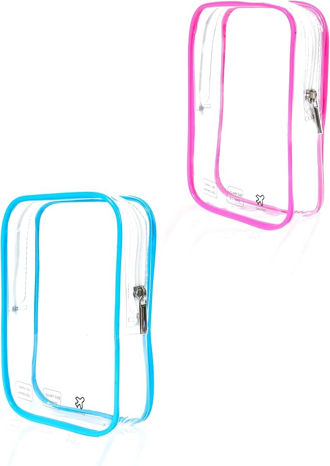 2 Packing Cubes 1 Quart Size Travel Bag TSA Approved Toiletry Bag Clear Small Purse Pouch International Long Flight Must Haves for Toiletries Makeup Liquids Airplane Europe Vacation Essentials