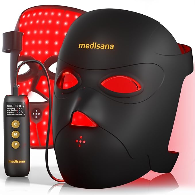 Medisana 3D Red Light Therapy Mask for Face, 336 LEDs Light Therapy Mask with 3 Modes - NIR 830nm, Red 630nm, Blue 415nm - Cordless & Rechargeable LED Face Mask for Home, Skincare Gifts for Women Mom