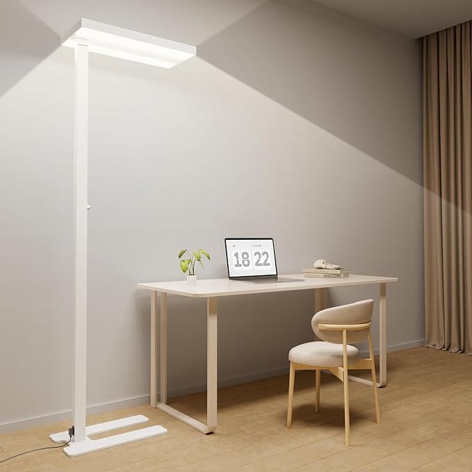 Honeywell 02E Gen Sunturalux LED Floor Lamp 8000LM Tall Standing Lamp | 4000K Daylight, CRI≥98, 80W Super Bright, 77" Modern Stand Reading Light for Bedroom, Living