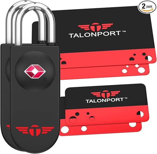 TSA Locks for Luggage – Keyless Luggage Locks TSA Approved, No Combination Needed, Lifetime Card Keys, Durable Metal Suitcase Lock for Travel Essentials & Checked Bags (Black, Two Pack)