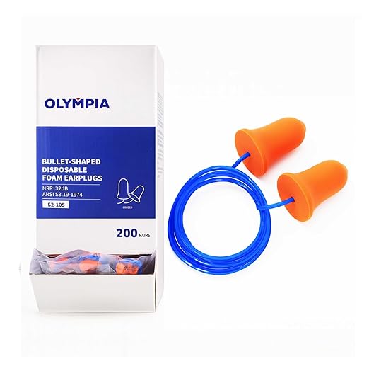 NORTHSKY Foam Ear Plugs, 200 Pairs Foam Earplugs for Sleeping, Effective Noise Reduction NRR of 32 dB, Bulk Ear Plugs with Cord, Bell Shape, Slow Rebound