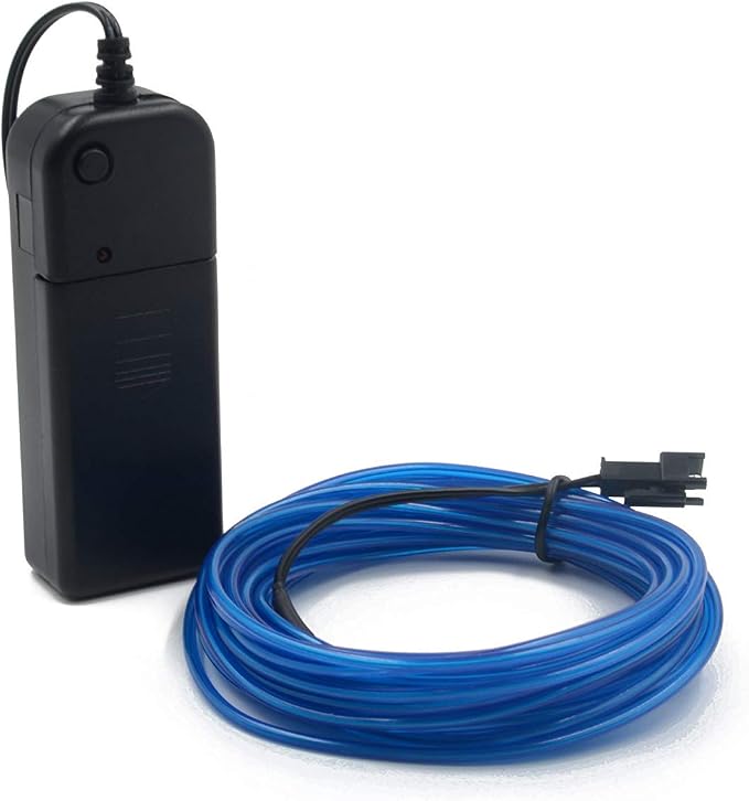 ABALDI EL Wire Neon Light Portable Battery Powered Wire Pack Flexible Glowing Strobing Electroluminescence for Xmas Party Decoration(5m/16ft,Blue)
