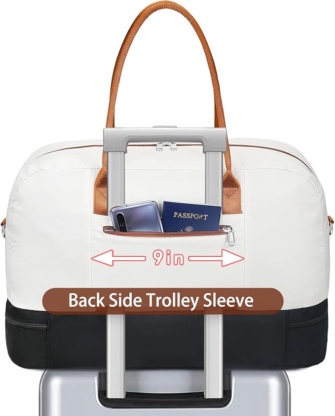 Weekender Bag for Women, Large Overnight Bag Canvas Travel Duffel Bag Carry On Tote with Shoe Compartment 21" 3Pcs Set