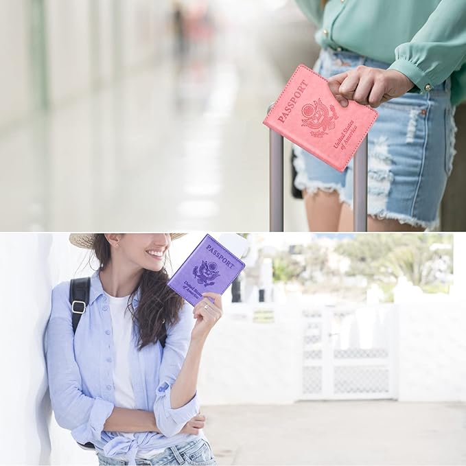 Eoehro Passport Holder for Travel Essentials-2Pack, Passport Wallet Cover Case for Travel Must Haves Accessories,Passport Book Holders for Women and Men