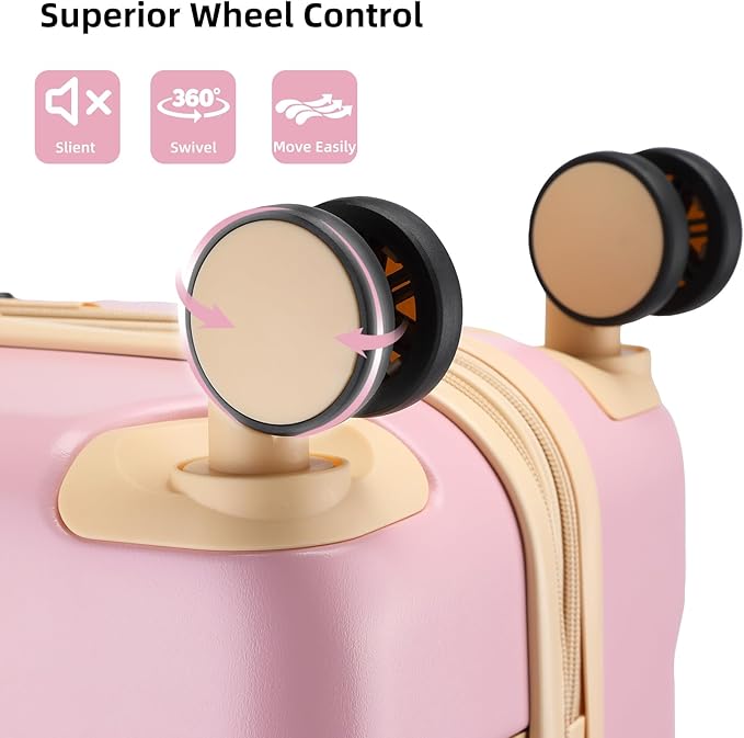 LARVENDER Luggage Sets 3 Piece Expandable Carry on Luggage 22x14x9 Airline Approved Hardshell Suitcase with Wheels TSA Lock, Lightweight Suitcase Set for Women with Travel Backpack, Light Pink