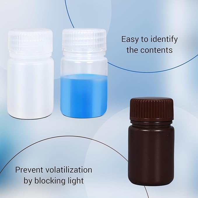 Small Pill Bottle, Empty Medicine Bottles with Screw Caps for Pills Capsules Vitamins, Food Grade Plastic Medicine Containers with Labels for Travel (Translucent&Brown, 1oz/30ml, 8 Pcs)