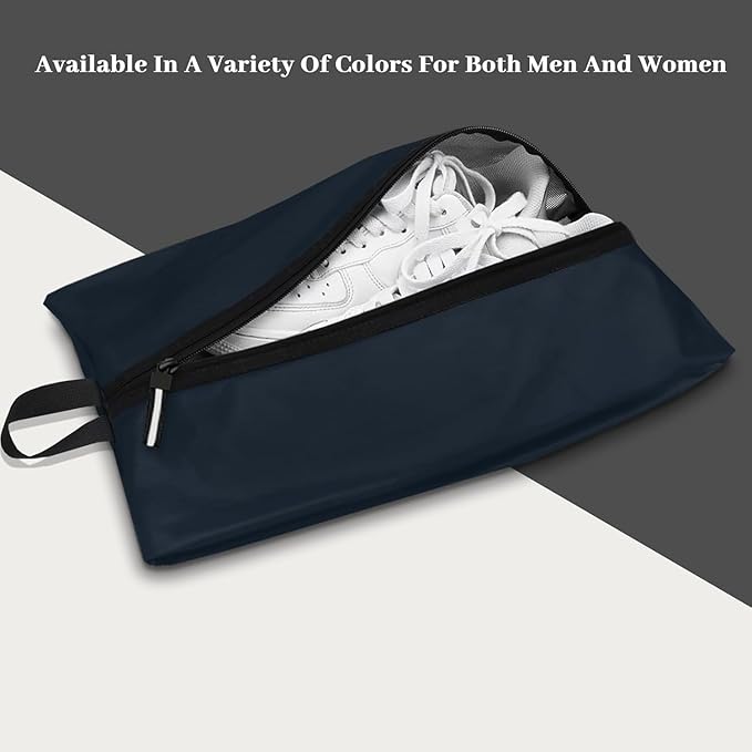 Shoe Bags for Travel, Set of 2 Pack Shoe Travel Bags for Packing, Large Waterproof Portable Travel Shoe Bag with Zipper Travel Essentials Women for and Men (Navy Blue, 2-Pack)