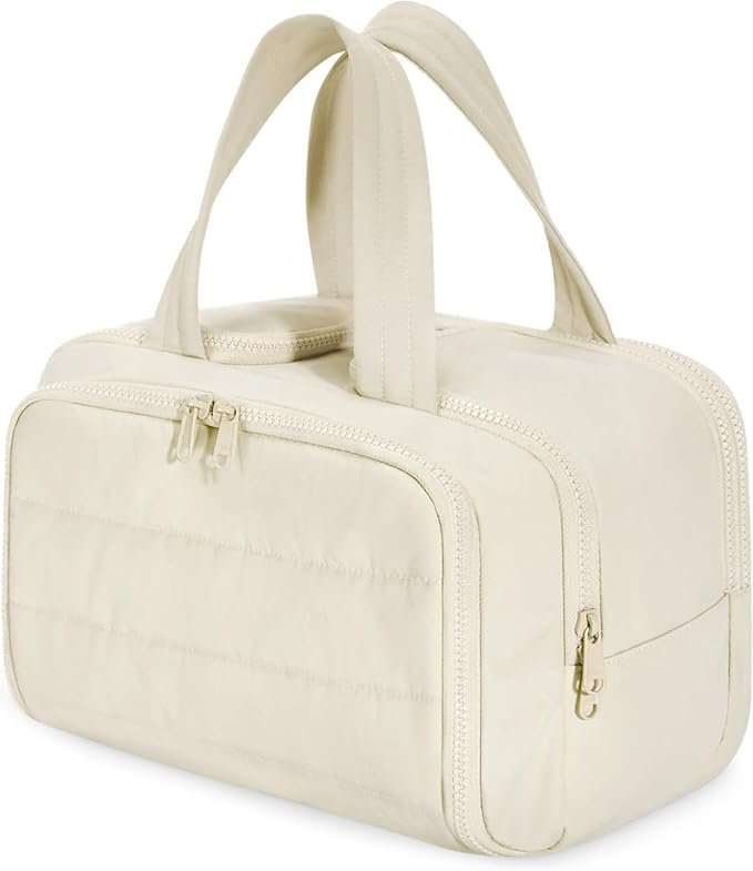 Toiletry Bag,Lightweight Travel Bag for Man and Women, Puffy Cosmetic Makeup Bag Organizer with Handle for Accessories,Essentials, Toiletries, Travel Small Bag (57bai)