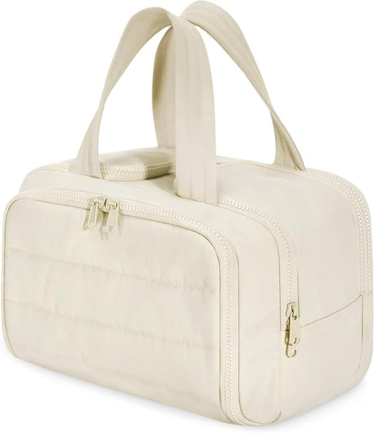 Toiletry Bag,Lightweight Travel Bag for Man and Women, Puffy Cosmetic Makeup Bag Organizer with Handle for Accessories,Essentials, Toiletries, Travel Small Bag (57bai)