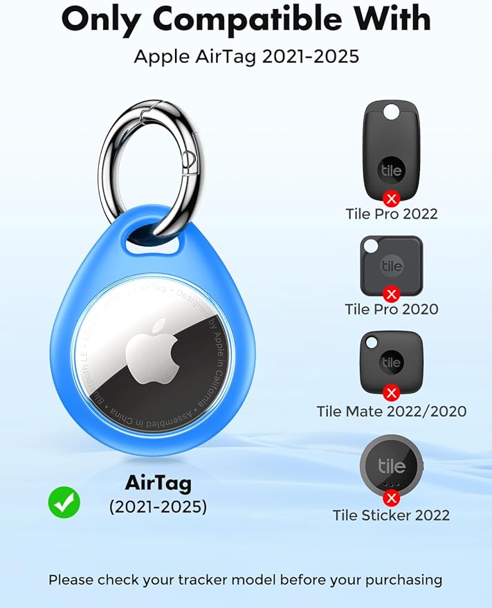 UNBREAKcable Holder for Apple AirTag - 4 Pack [Fit Tightly Design] [Easy to Install] [Hold Air Tag Securely] Waterproof TPU Shell Protective Case with All Metal Keychain Key Ring Clip