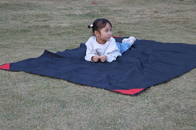 Orga'Neat Pocket Picnic Blanket, Sandproof Lightweight Pocket Camping Tarp, 55″x 79″ Foldable & Fits into Small Bag, Water Resistant Washable Quick Dry Compact Beach Mat for Outdoor Recreation