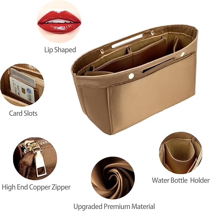 ZTUJO Purse Organizer Insert For Handbag & Tote Shaper,Tote Bag Organizer Insert For Speedy Neverful, 6 Sizes(Large,Silky Brown)