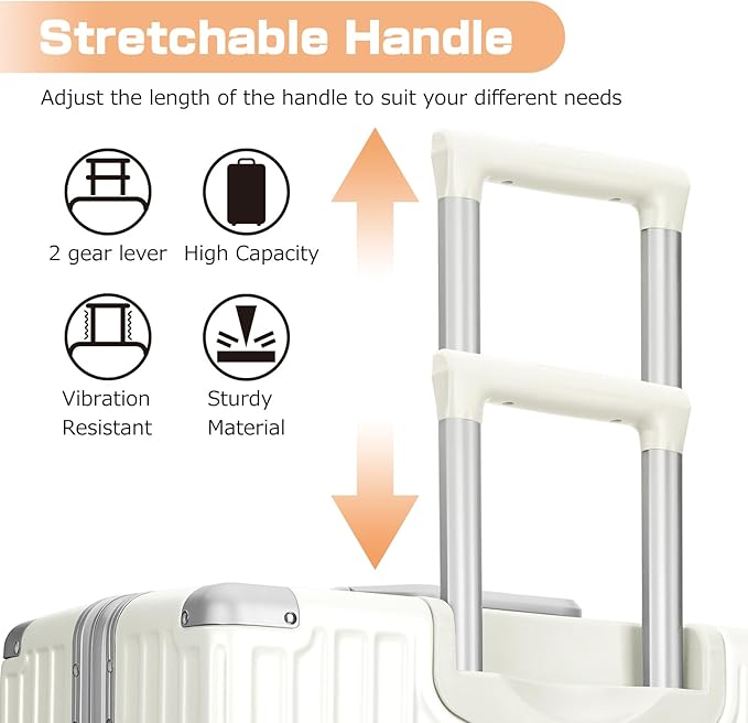 AnyZip Luggage PC+ABS Aluminum Frame Zipperless Checked Luggage Hard Shell Suitcase with TSA Lock Double Spinner Wheels 28 Inch White