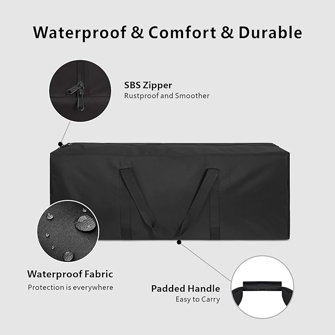 TOPDesign 1-Pack 36 Inch Small Zippered Duffel Bag for Travel Camping Sports Equipment Storage, Waterproof Foldable Luggage Bag with Padded Handles (Black)