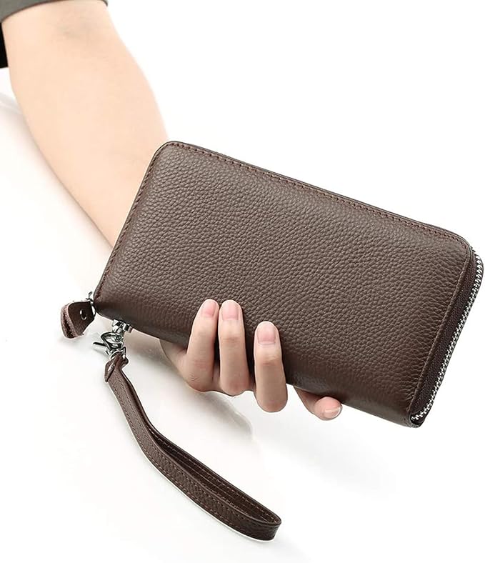 Moflycom Womens Wallet RFID Blocking Genuine Leather Zip Around Wallet Clutch Wristlet Travel Long Purse for Women