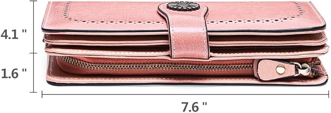 SENDEFN Wallets for Women Leather Credit Card Holder with RFID Blocking Large Capacity Wristlet | with RFID Blocking, Large Capacity, Wristlet, with RFID Blocking, Large Capacity, Wristlet