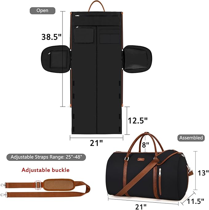 Convertible 2-in-1 Garment Bags for Travel, 50L Carry On Garment Duffle Bag With Shoe Compartment Large Weekender Bag for Women Men Hanging Suitcase Suit Travel Duffel Overnight Bags
