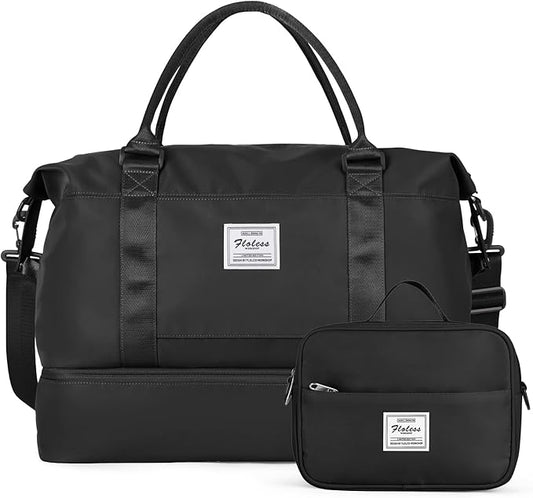 Travel Duffel Bag with Shoes Compartment, Overnight Weekender Bags for Women, Carry on Personal Item Travel Set