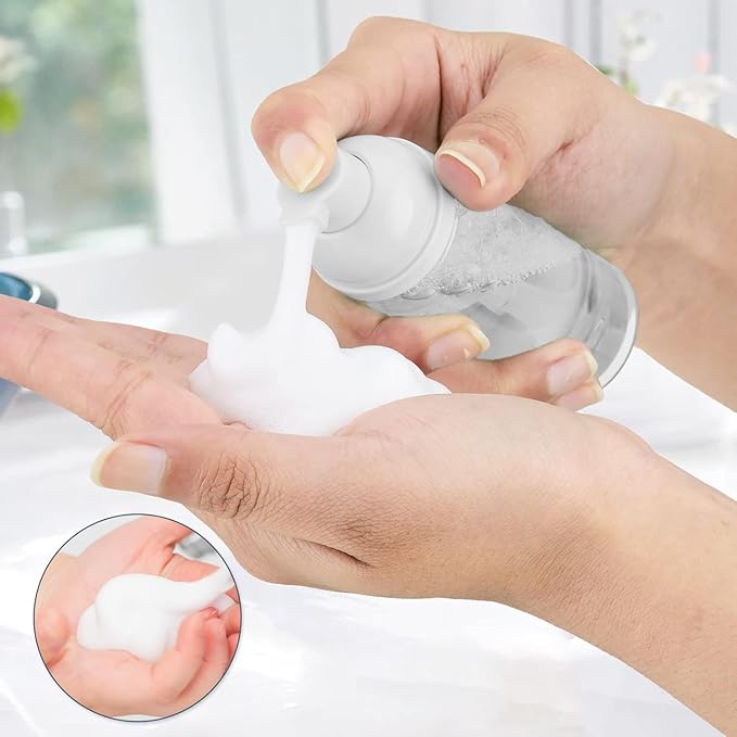 Travel Foam Pump Bottle - 2oz Empty Foaming Soap Dispenser for Lash Shampoo - Plastic Small Mousse Container for Mini Travel Size - Refillable Eyelash Wash Cleanser Foamer Portable 60ml Pink