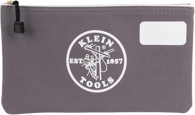 Klein Tools 55578 Zipper Bag with Divider, No. 10 Canvas, 7-Inch x 12-1/2-Inch Heavy Duty Tool Bag Organizer, Multipurpose for Tools to Crafts