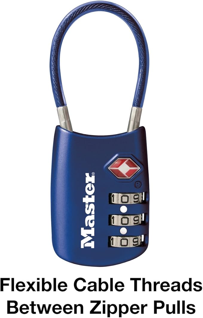 Master Lock Blue Set Your Own Combination TSA Approved Luggage Lock, Travel Zipper Padlock is Perfect for Suitcases, Bags, or Backpacks, 2 pk, 4688BLUEC2