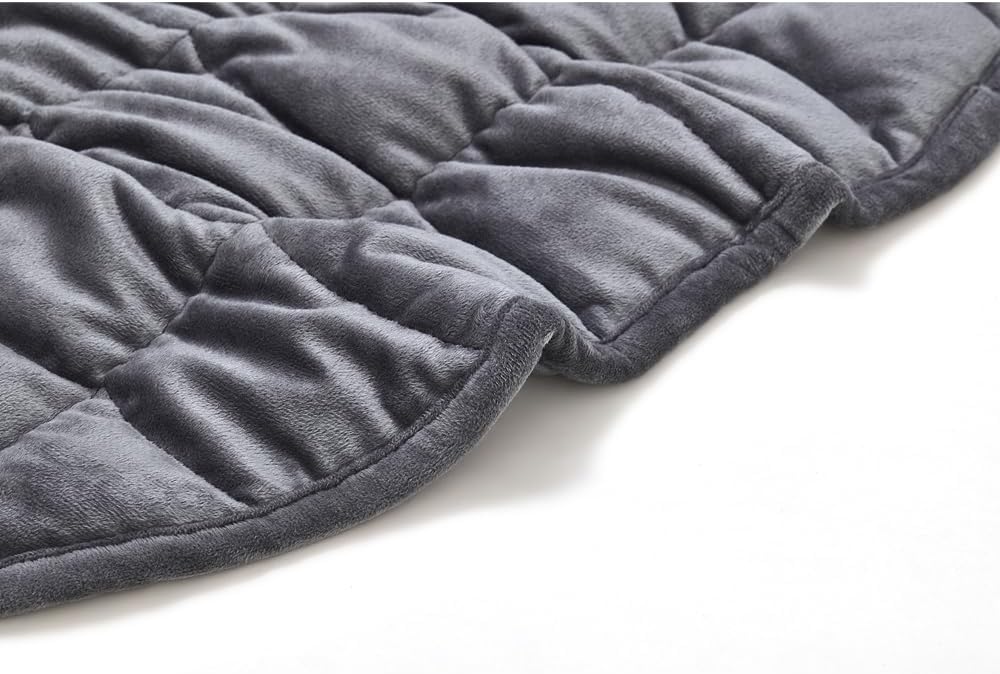 TONGDADA Weighted Lap Blanket 7lbs for Adult,Perfect for Relaxation, Lounging, Napping, Sleeping & Travel,Luxury Minky Weighted Body Blanket,Weighted Throw Blanket-Dark Grey Minky, 29" x 24"