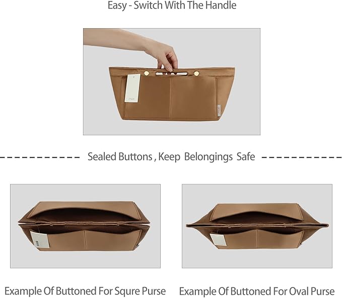 ZTUJO Purse Organizer Insert For Handbag & Tote Shaper,Tote Bag Organizer Insert For Speedy Neverful, 6 Sizes(X-Large,Silky Brown)