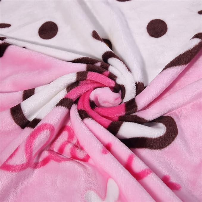 SIKYUCOR Cartoon Printing Throw Blanket for Girls Kids Adults, 40""x55"", All Seasons Flannel Fleece Blanket, Soft & Warm Plush Blankets for Couch Sofa Bed Camping Travel (pink 1)