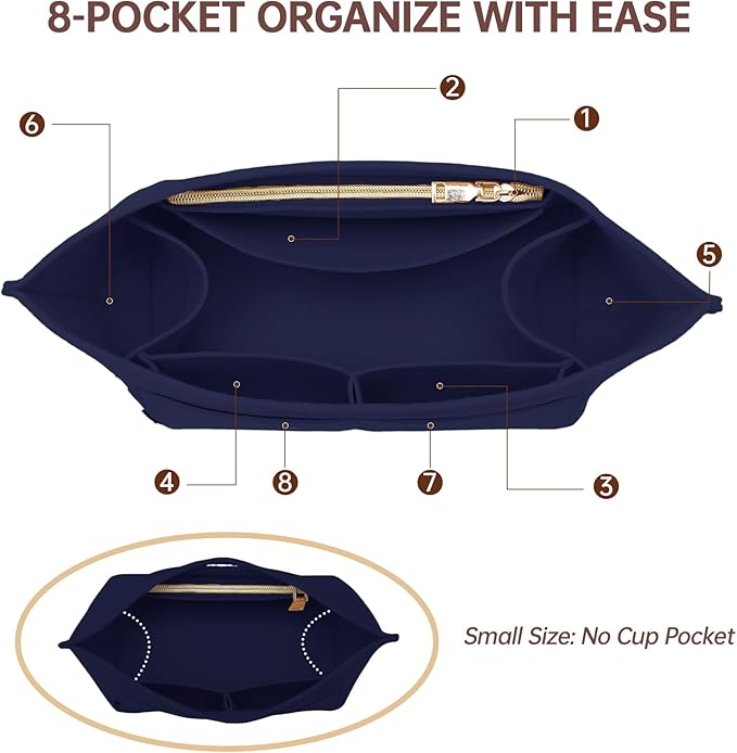 OPPOSHE Purse Organizer Insert for Longchamp Le Pliage, Premium Felt Long Champ Bag Handbag Women, Tote Organizer Insert with 9 Compartments (Large, Navy)