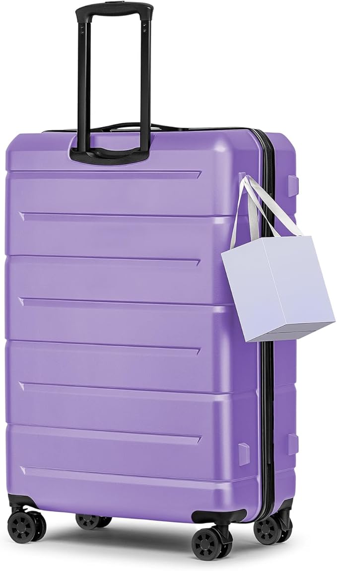 KYME Luggage Sets 3 Piece Hardshell 20"/24"/28" Suitcase with Wheels Hardside Suitcase Set with TSA Lock Large Travel Luggage Set for Women Lt Purple
