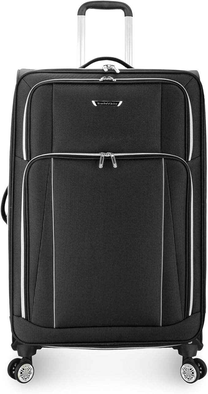 Traveler's Choice Lares Softside Expandable Luggage with Spinner Wheels, Black, Checked 31-Inch