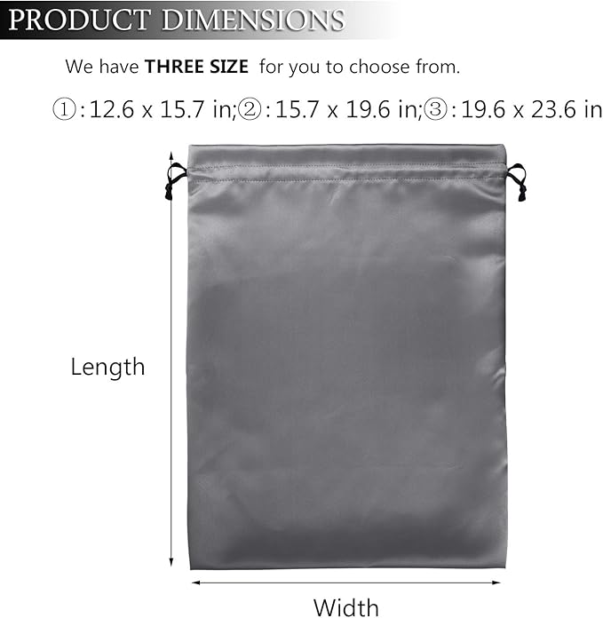 PlasMaller Dust Cover Storage Bags Thick Silk Cloth Pouch with Drawstring For Luxuries Handbags Tote Purses Shoes Boots, Silver (15.7 x 19.6 in)