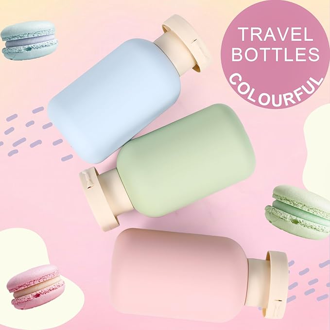 ASEVAT 8.8 oz Plastic Leak Proof Travel Bottles for Toiletries, Plastic Travel Size Containers, Shampoo and Conditioner Bottles Refillable Squeeze Bottle for Lotion, Body Wash (4Pcs)