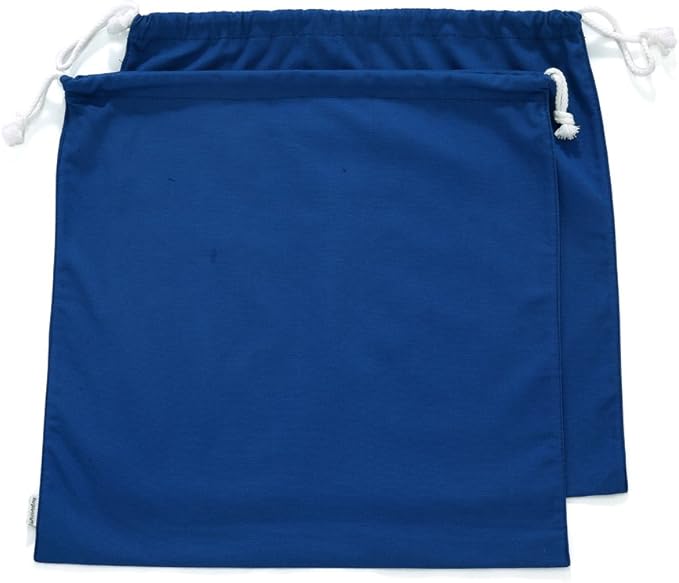 100% Cotton Canvas Travel Laundry Bag, 2-Pack (Small, Navy)