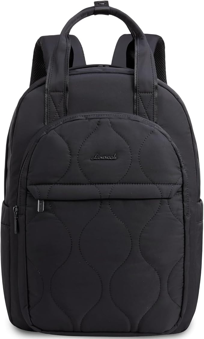 LOVEVOOK Laptop Backpack for Women, College Travel Backpack Puffer Womens Backpack for 17.3 Inch Laptop, Computer Water-Resistant Quilted Casual Daypack, Black