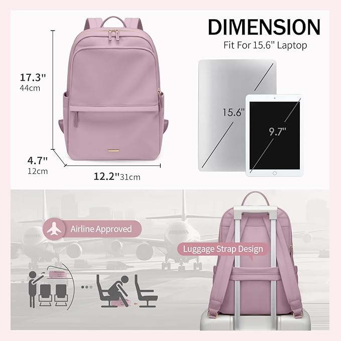 GOLF SUPAGS Women Laptop Backpack Casual Daypack for Work Travel College Backpack Purse Fits 15.6 Inch Notebook (Pinkish Purple)