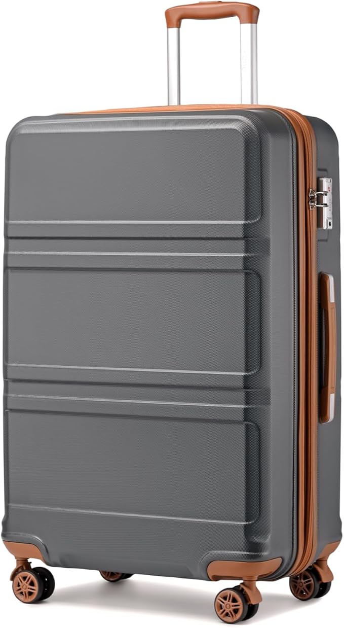 Kono 28 Inch Luggage Expandable Suitcase with Spinner Wheels TSA Lock Lightweight PC+ABS Hardside Large Checked Luggage Durable Rolling Suitcase Apricot Grey