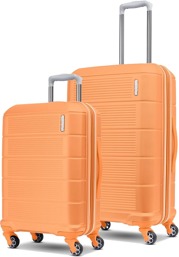 American Tourister Stratum 2.0 Hardside Expandable Luggage with Spinners, Papaya, 2PC SET (Carry-on/Medium)